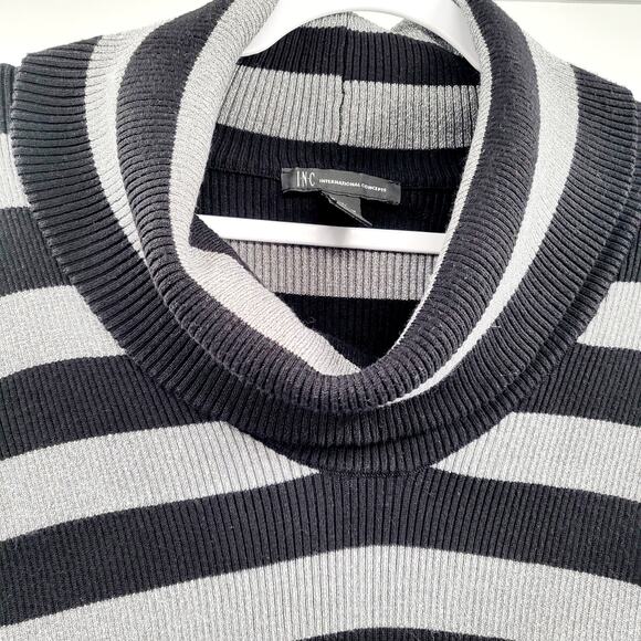 INC International Concepts Black & Silver Cowl Neck Ribbed Sweater Dress Size XL - Picture 3 of 7